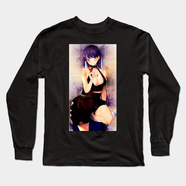 Rider Anime Watercolor Long Sleeve T-Shirt by Isamu Studio